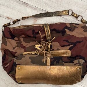 Camouflage Hobo Bag with Gold Accents